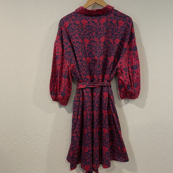 ~ Anthropologie XL Sachin & Babi Nightingale Mini Boho Dress Red Blue Floral - Picture 13 of 16